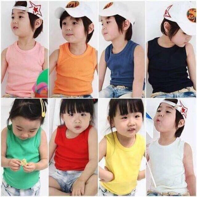 Áo thun ba lỗ chất cotton mềm mát cho bé trai/ gái 12-45kg
