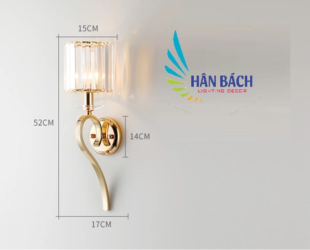 [VỪA RẺ - VỪA ĐẸP] Đèn tường đèn gắn tường phòng ngủ phòng khách pha lê trang trí nội thất sang trọng HÂN BÁCH