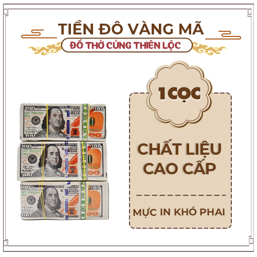Tiền Đô Mỹ Vàng Mã Giấy Cao Cấp Đồ Thờ Cúng Thiên Lộc - Bó 10 Xấp