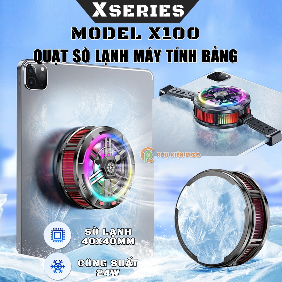 Quạt tản nhiệt Ipad máy tính bảng Piva B2 Max / X42 / X80 công nghệ sò lạnh siêu tản cỡ lớn - Tản nh