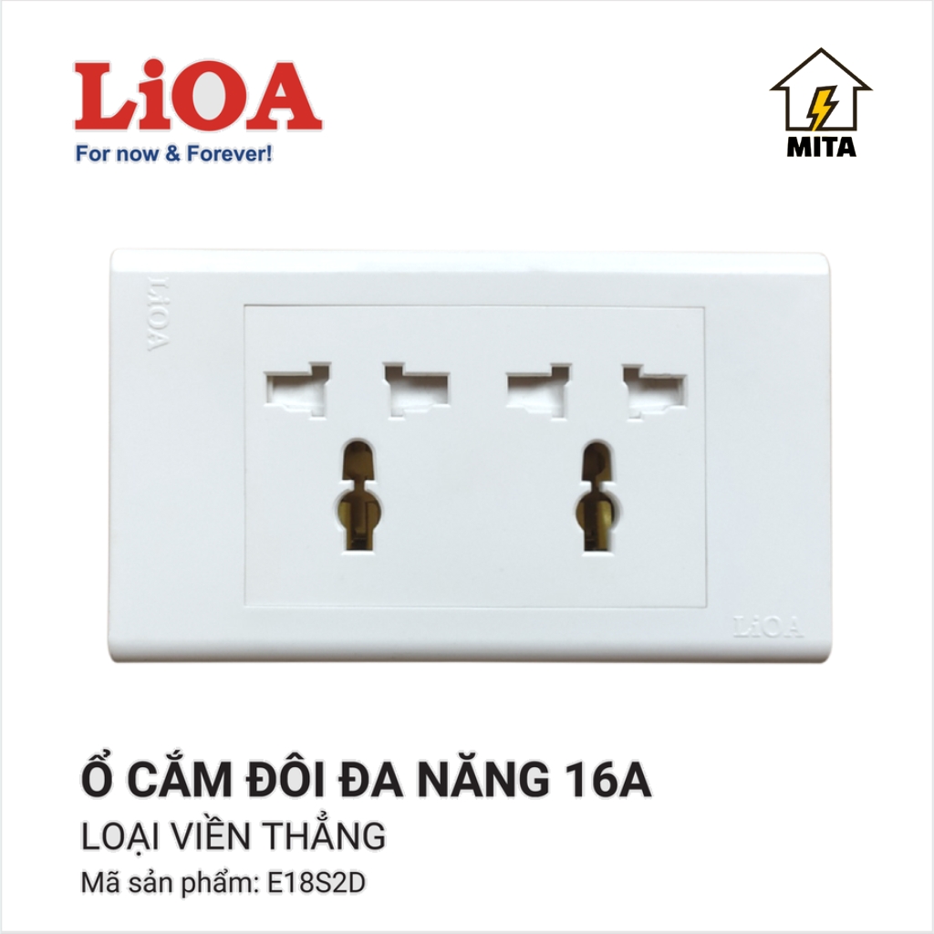 Mặt Ổ cắm điện âm tường LiOA(âm tường + lắp nổi) - MITA