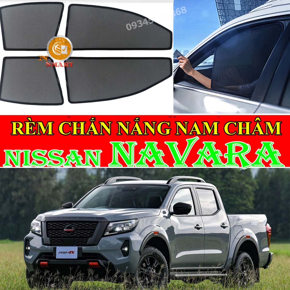 Rèm Che Nắng Nissan Navara 2015 2016 2017 2018 2019 2020 2021 2022  Bộ 4 Tấm  Loại 1 vừa khít kính