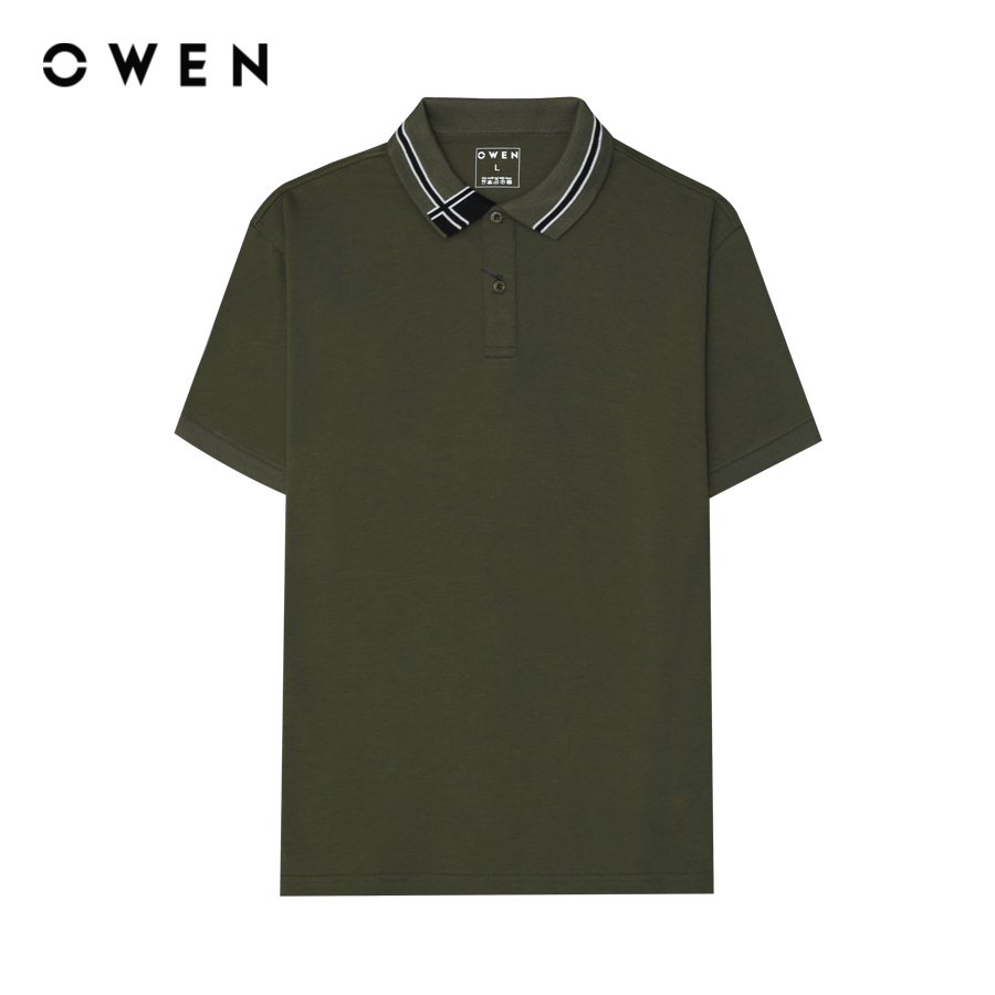 OWEN - Áo polo ngắn tay Body Fit APV243780 màu Rêu chất liệu CVC Spandex