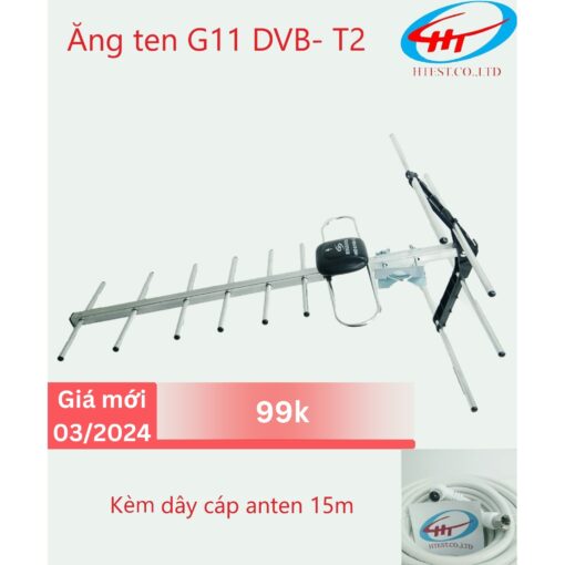 Anten Truyền Hình Số Mặt Đất DVB-T2 HKD G11 kèm dây cáp anten 15m
