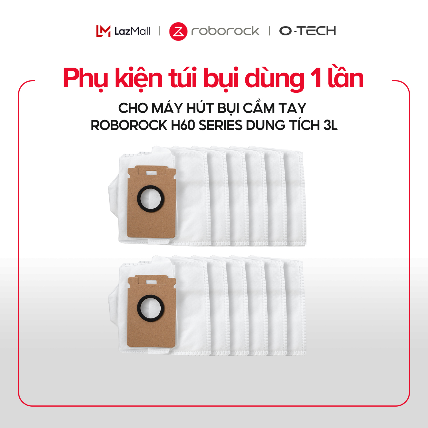 Phụ kiện túi bụi dùng 1 lần cho máy hút bụi cầm tay Roborock H60 Hub Ultra/H60 Pro Hub Pro dung tích