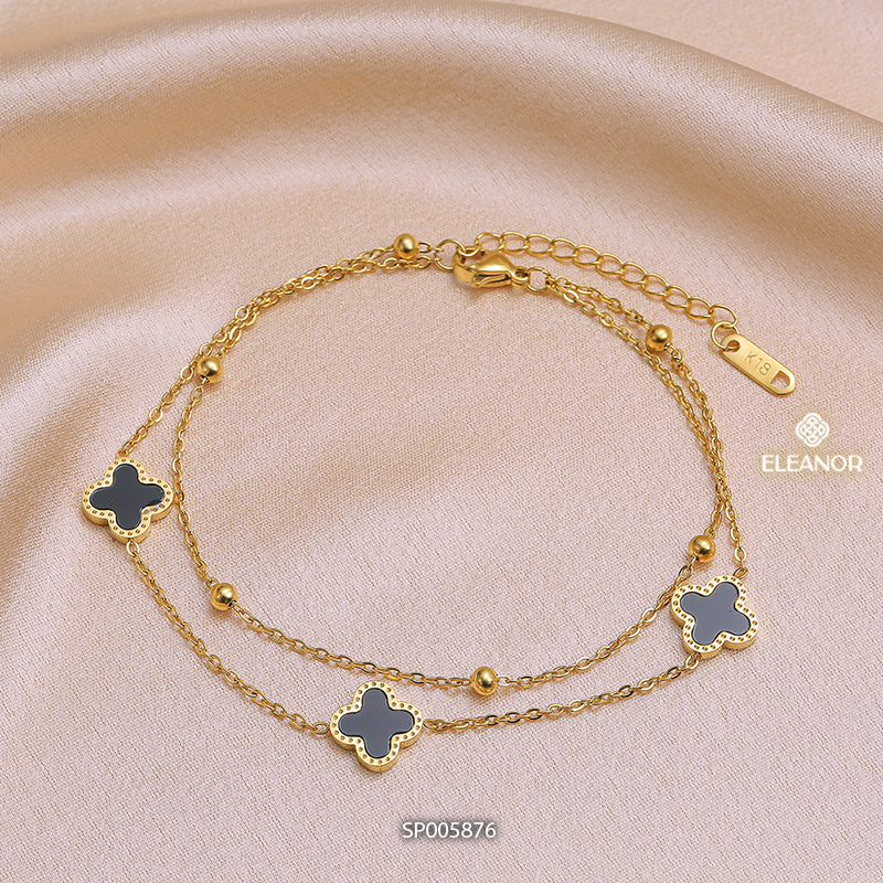 Vòng tay nữ titan Eleanor Accessories lắc tay mặt hình cỏ bốn lá phụ kiện trang sức 4389