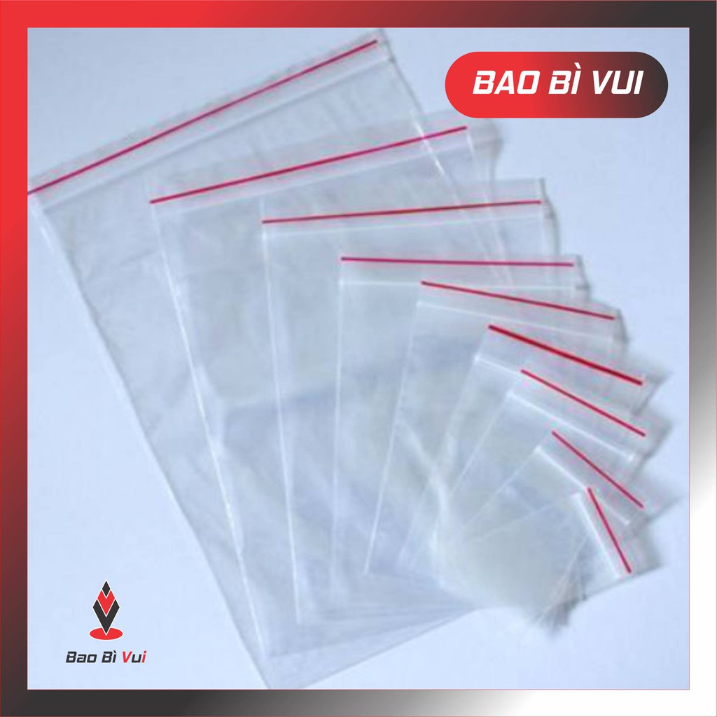 1kg / size Túi zip viền đỏ túi zip chỉ đỏ dày chắc đủ size- BAO BÌ VUI0904450899