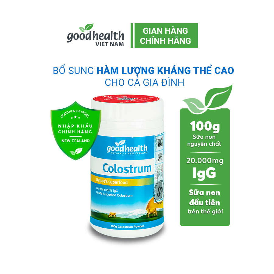 Sữa non Goodhealth Colostrum 100g tăng cường miễn dịch - nhập khẩu chính hãng New Zeland