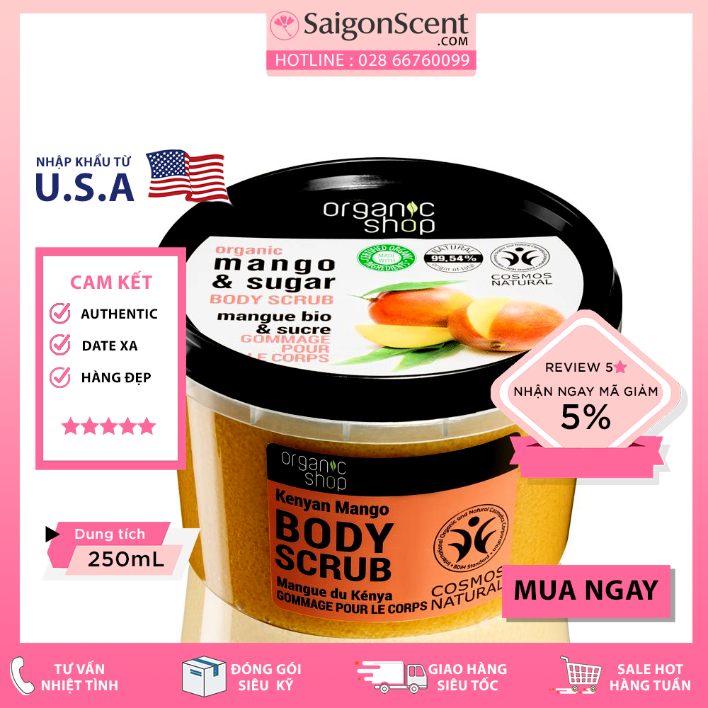 [HCM]Tẩy tế bào chết cơ thể Organic Shop Organic Mango &amp; Sugar Body Scrub ( 250mL )
