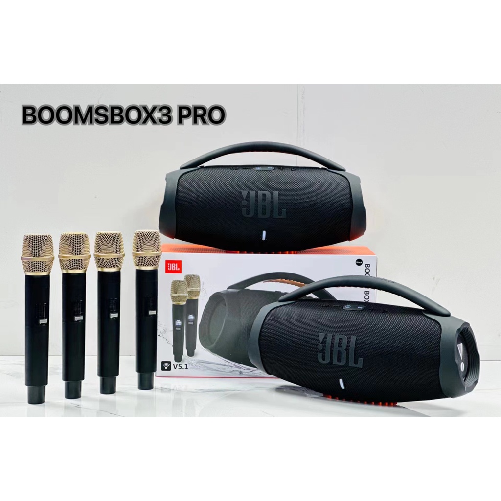 Loa Karaoke JBL Boombox 3 Pro/Loa Karaoke Bluetooth Âm Bass Cực Mạnh/2 Mic Không Dây/Chống Hú Siêu TốtTổng Công Suất 80W/Bảo Hành 1 Năm