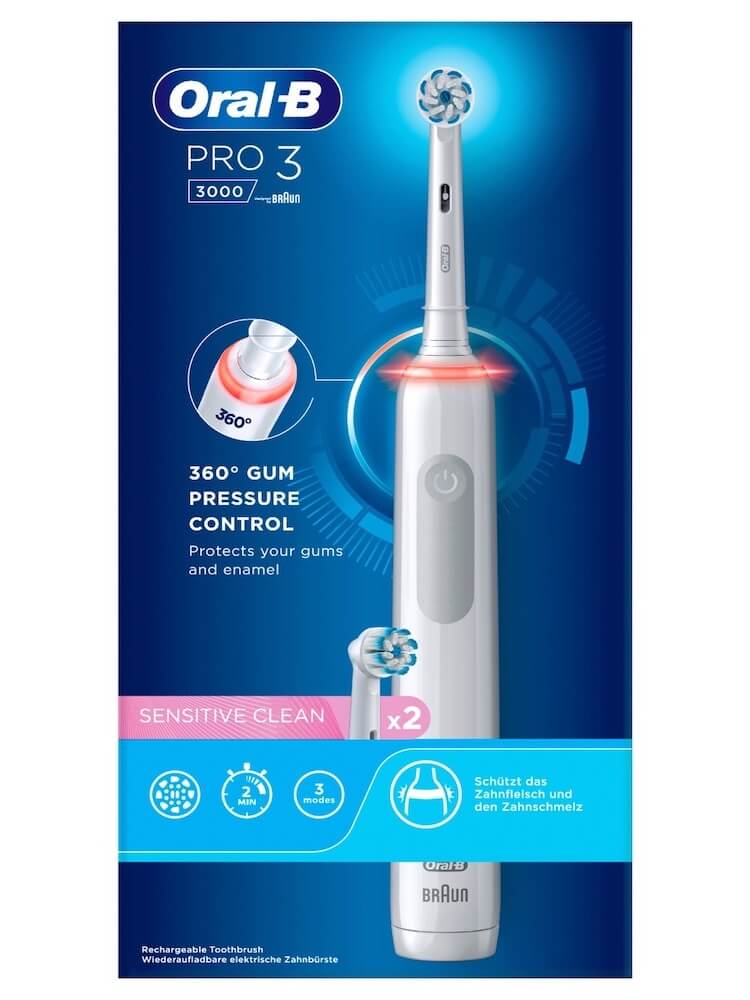 ( Free Gift ) Bàn Chải Điện Oral B Pro 3 Series có 2 đầu chải- Bàn Chải Đánh Răng Điện Có Chế Độ Đán