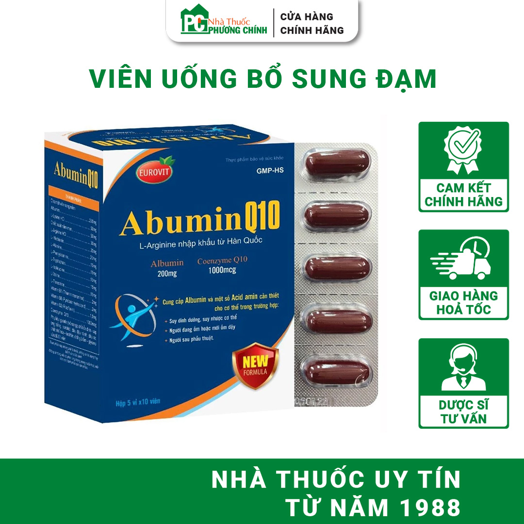 Viên Uống Bổ Sung Albumin Eurovit Abumin Q10 Dành Cho Người Suy Nhược Suy Giảm Chức Năng Gan 50 Viên