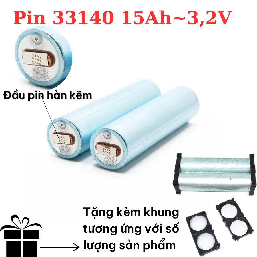 Pin Lithium 33140 15Ah 3.2V Xả 5C Pin LifePO4 Dung Lượng Cao Hơn 32650 Cho Đèn Pin Tự Vệ Máy Ảnh Tặn