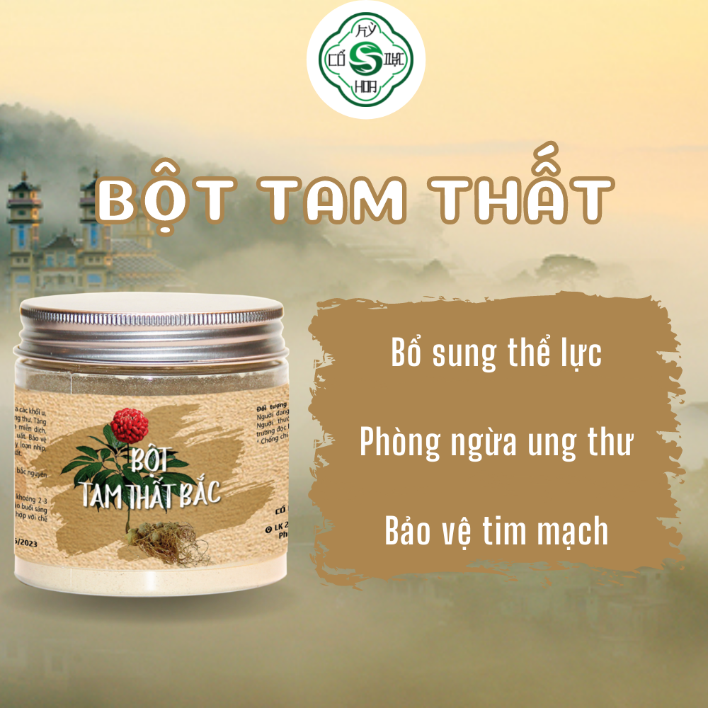 Bột tam thất Cổ Dược Kỳ Hoa -  Bột an thần ngủ ngon giảm mỡ máu và ổn định huyết áp hỗ trợ cầm máu giảm đau điều hòa hệ thống miễn dịch cho người ốm yếu