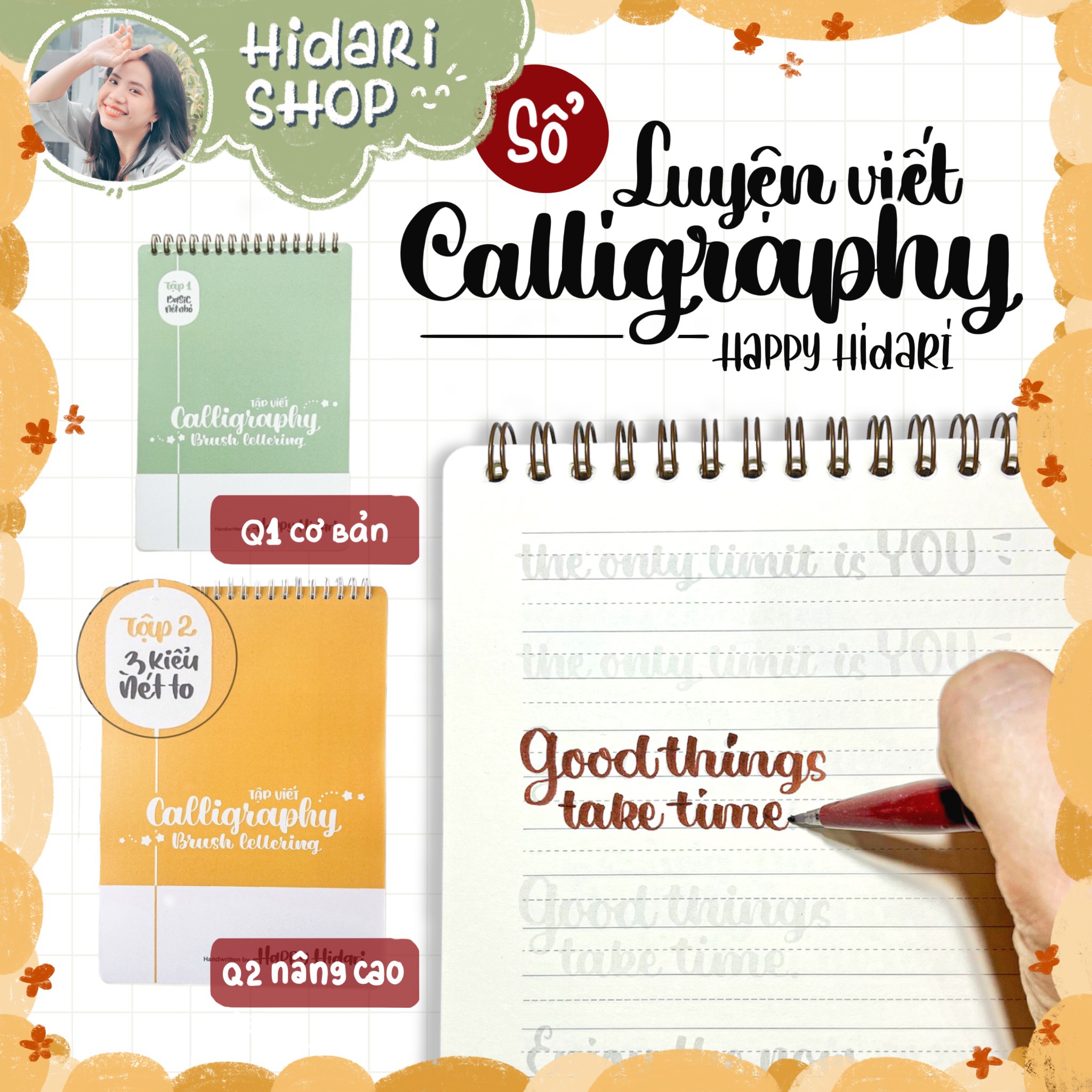 Sổ Luyện Chữ Calligraphy - Tập Viết Brush Lettering | Hidari