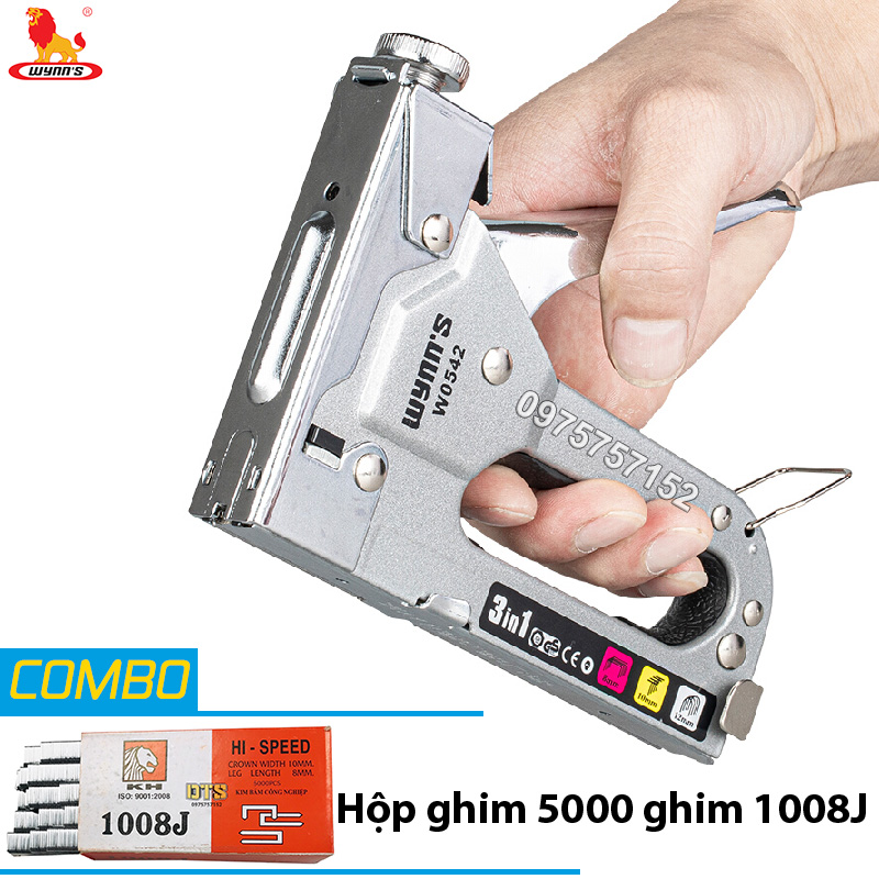 Combo súng bắn ghim công nghiệp Kìm bắn đinh ghim đa năng cầm tay 3 trong 1  WYNNS có tăng lực bấm c