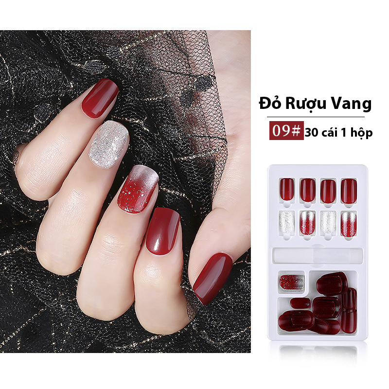 Hộp 30 Móng Giả Nail Giả Kèm Keo Khô Và Keo Nước Cây Dũa (30 - 09)