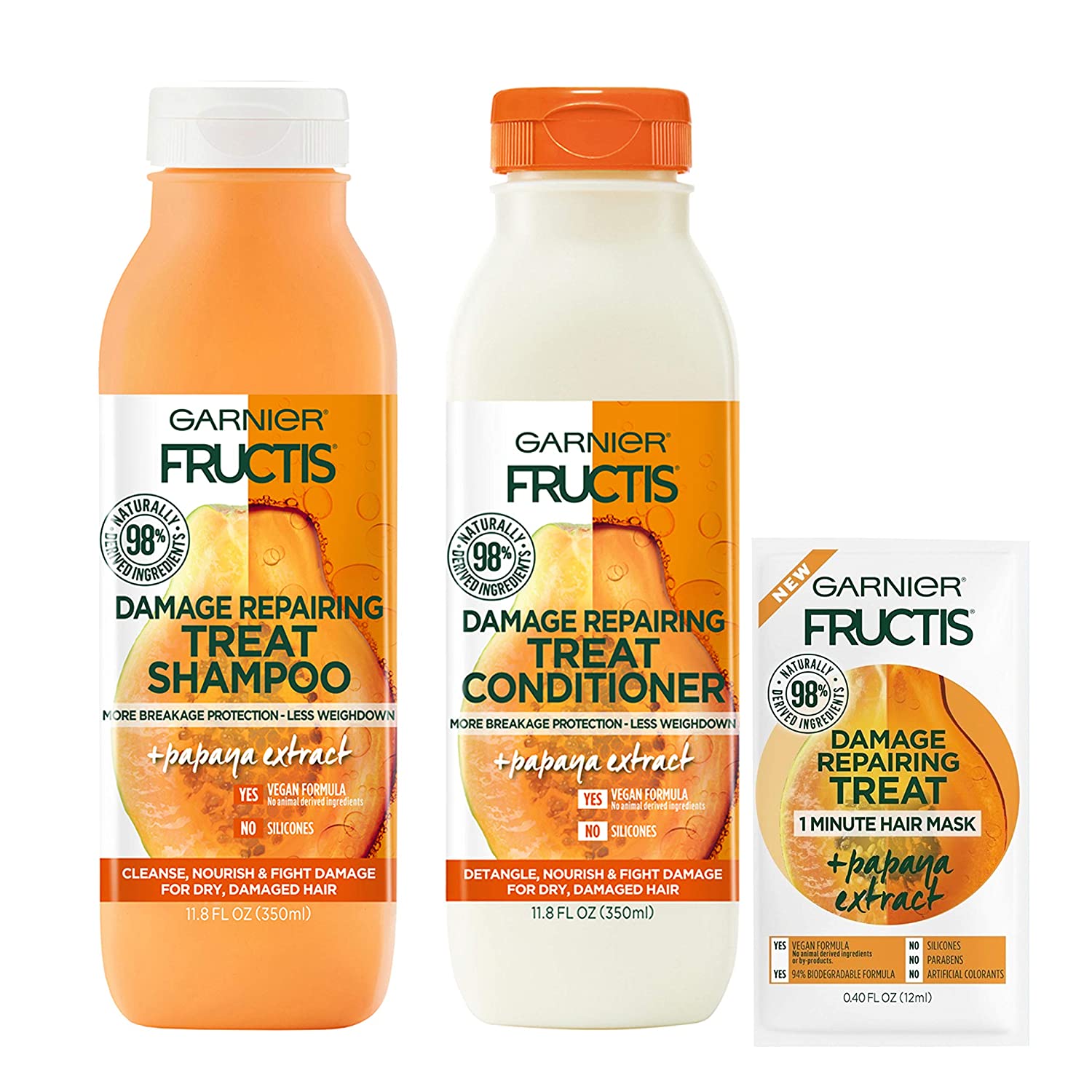 Bộ Gội & Xả Phục Hồi Tóc Hư Tổn Garnier Haircare Fructis Damage Repairing Treat Shampoo And Conditioner (Mỹ)