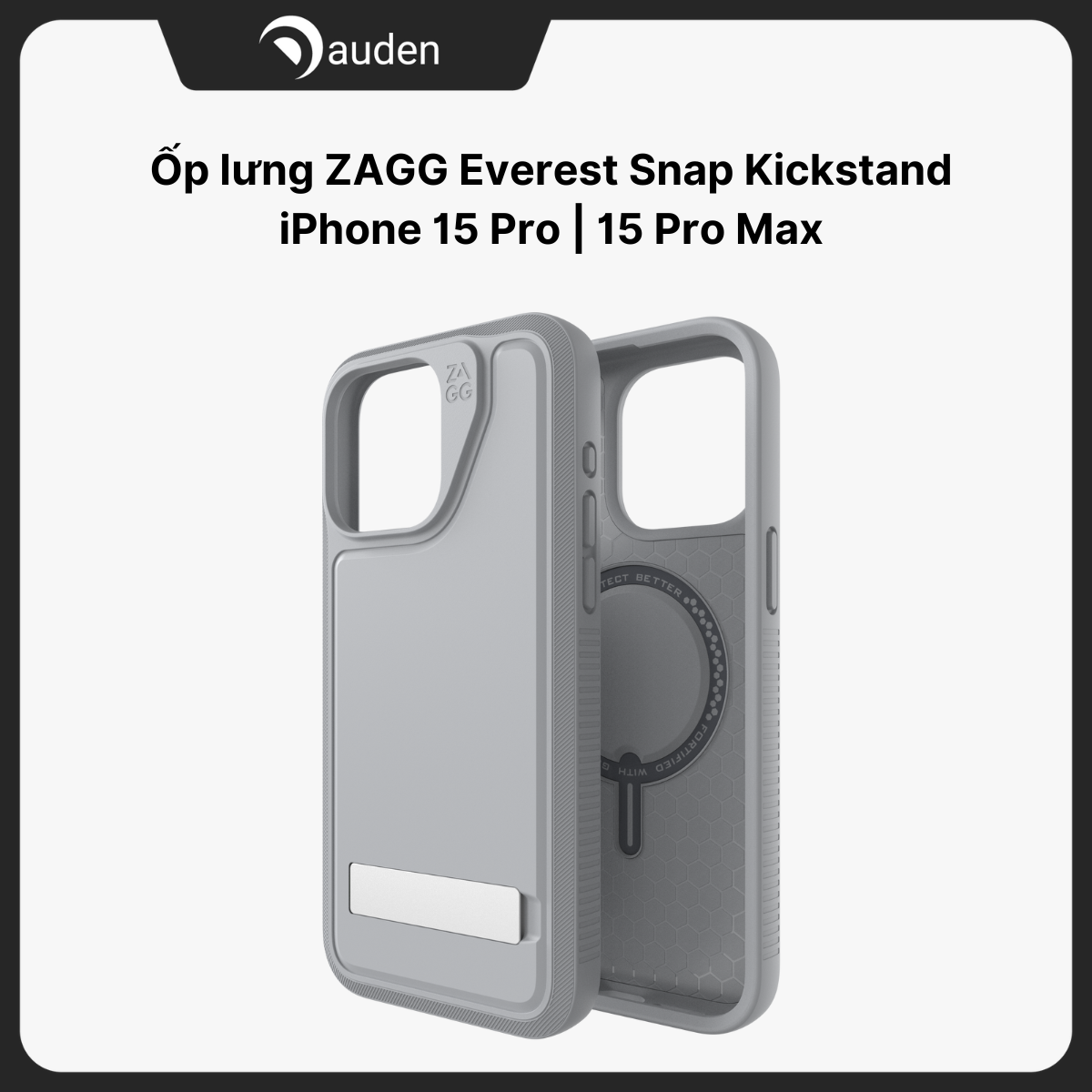Ốp lưng iPhone 15 Pro iPhone 15 Pro Max ZAGG Everest Snap Kickstand hỗ trợ sạc MagSafe không dây - Hàng chính hãng bảo hành 12 tháng 1 đổi 1