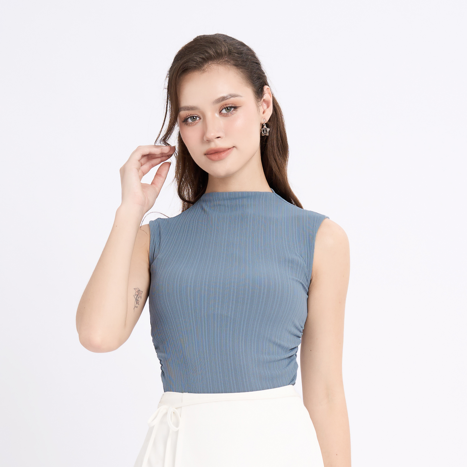 Áo ôm thun sọc cổ lọ Maybi