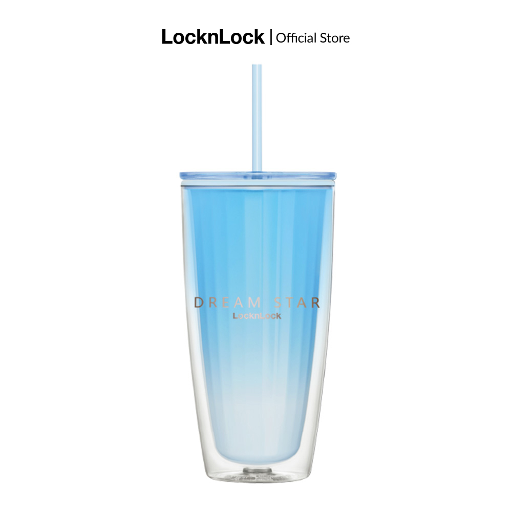 Ly nhựa 2 lớp Lock&Lock HAP522 Dream Star Double Wall Cold Up - 750ml - Màu Ombre trendy - Tím ngân 