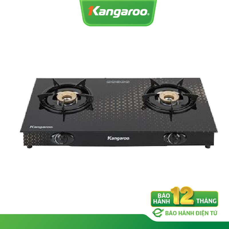 Bếp ga đôi Kangaroo KG8G1C - Kính cường lực, màu đen, tiết kiệm gas, dễ vệ sinh