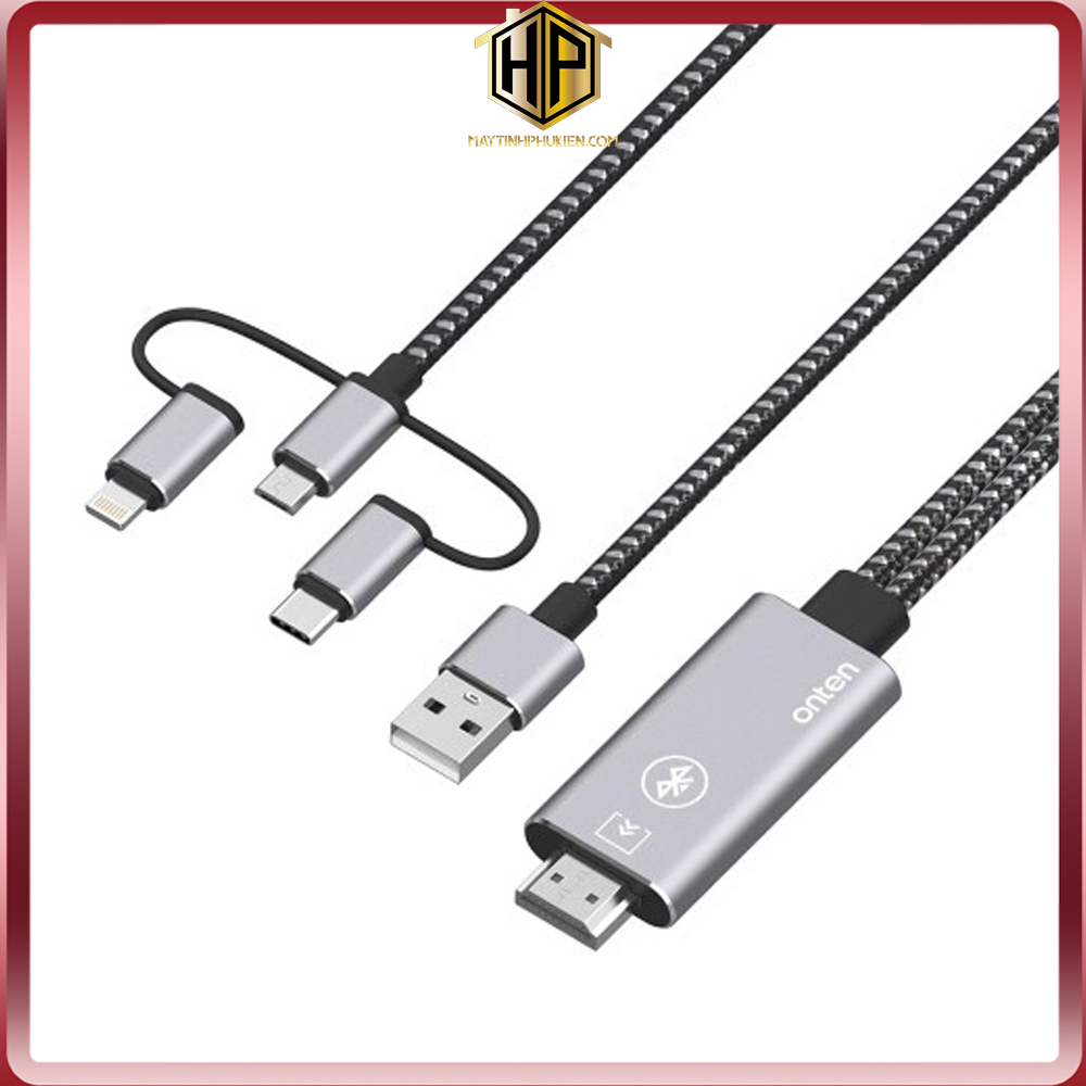 Onten 7539 - Cáp chuyển 3 trong 1 Lightning - Type C - Micro USB to HDMI