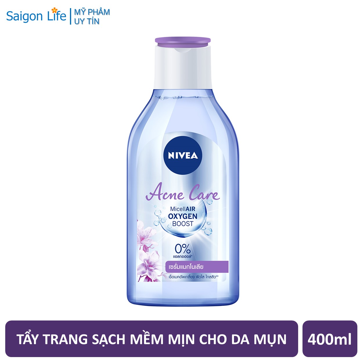 Nước Tẩy Trang Không Cồn Chăm Sóc Da Mụn Nivea Acne Care Micellar Water 400Ml - Tím