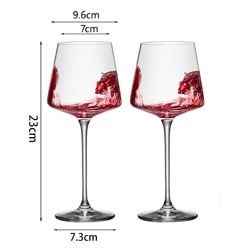 Ly uống Rượu Vang ly rượu vang đỏ ly thủy tinh pha lê không chì phong thiết kế vuông màu đỏ tía phong cách châu Âu