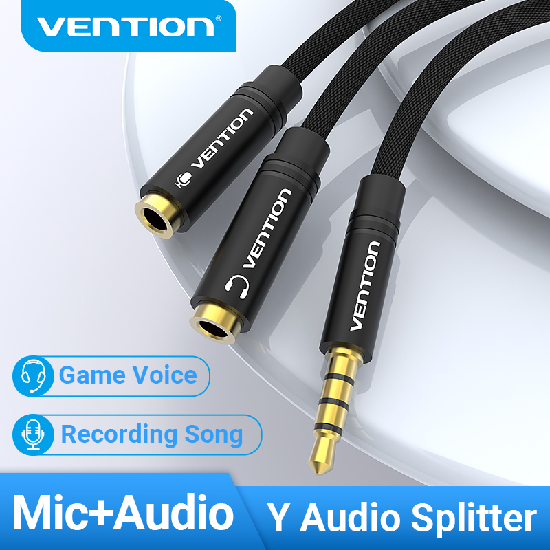 Vention dây kết nối âm thanh Jack 3.5mm đực sang 2 cái cho tai nghe  Headphones Microphone Laptop Ta