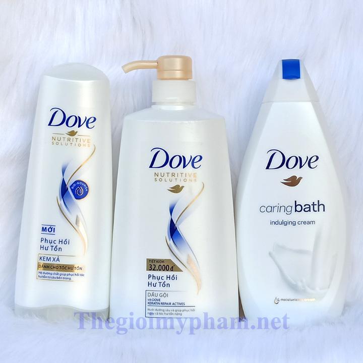 Combo Xả Dove 335G + Gội Dove 650G + Sữa Tắm Dove Đức 500Ml Mẫu Mới 2021