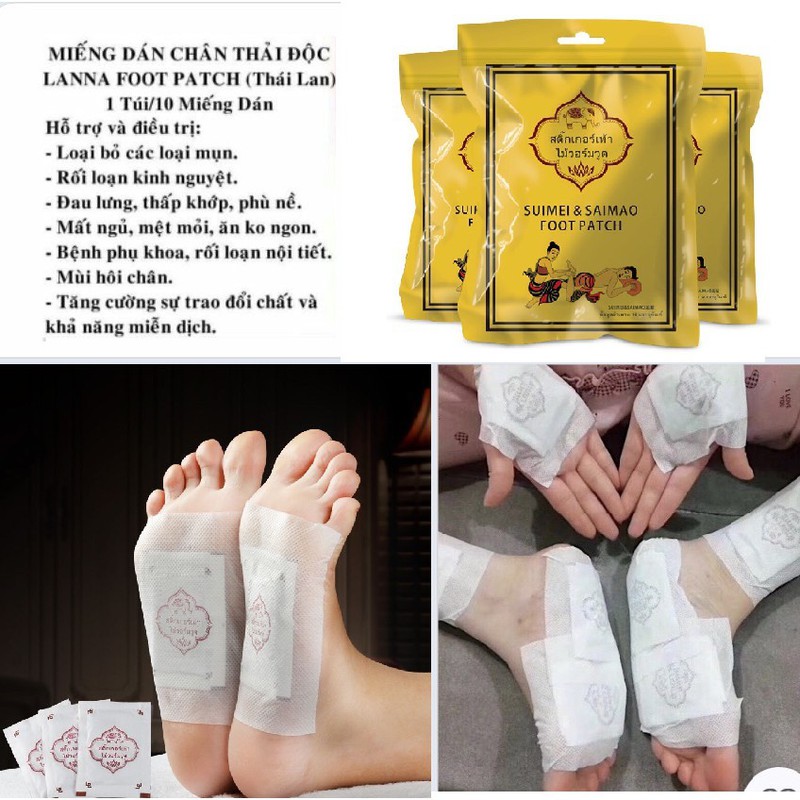 [Hcm][H]Bịch 10 Miếng Dán Thải Độc Chân Lana Foot Match Thái Lan