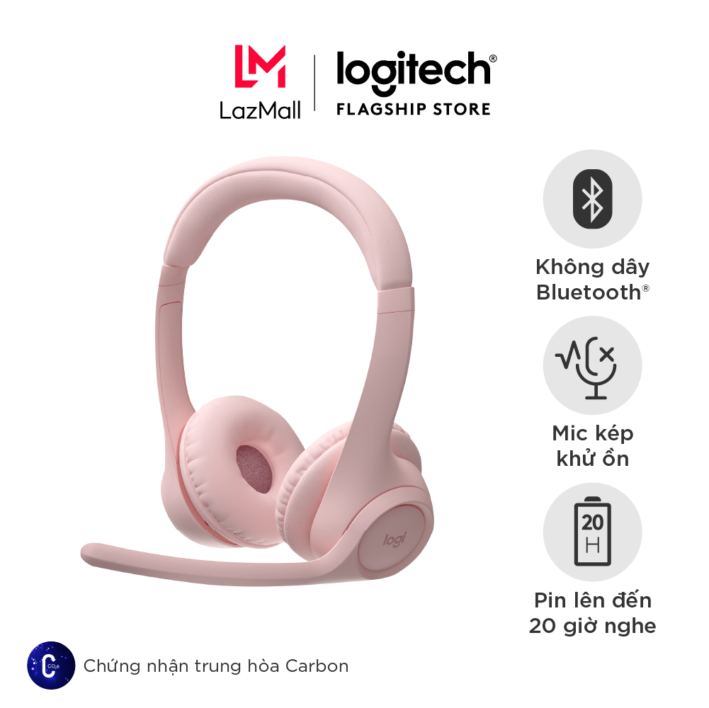 Tai nghe Bluetooth không dây Logitech Zone 300 với Micrô khử tiếng ồn Tương thích với Windows Mac iO