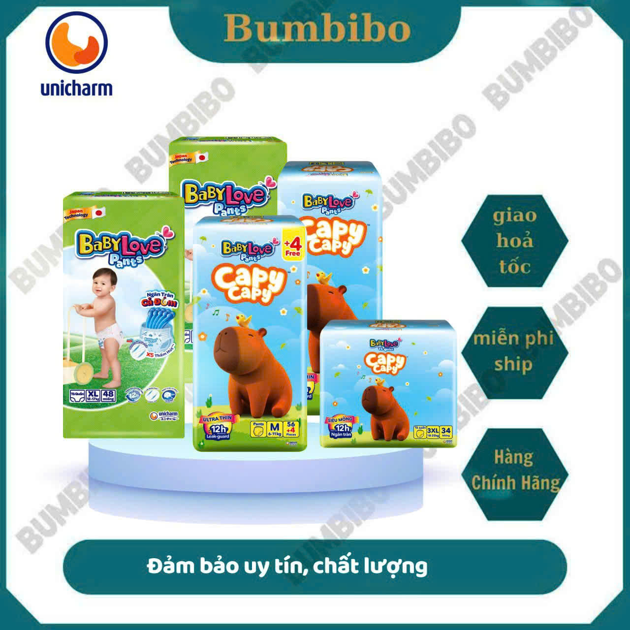 [2 GÓI TẶNG KHĂN ƯỚT] Tã quần BabyLove Capy / BabyLove - Bỉm quần thiết kế chữ T chống tràn khô thoáng đủ size cho bé từ 6kg đến 35kg