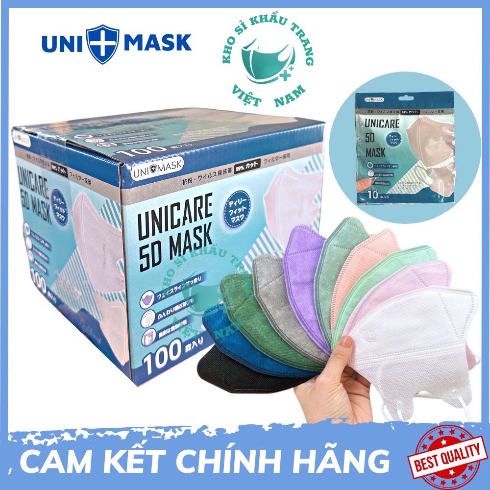 Thùng 100 chiếc Khẩu Trang 5D Mask Unimask 5D Mask UNICARE cao cấp
