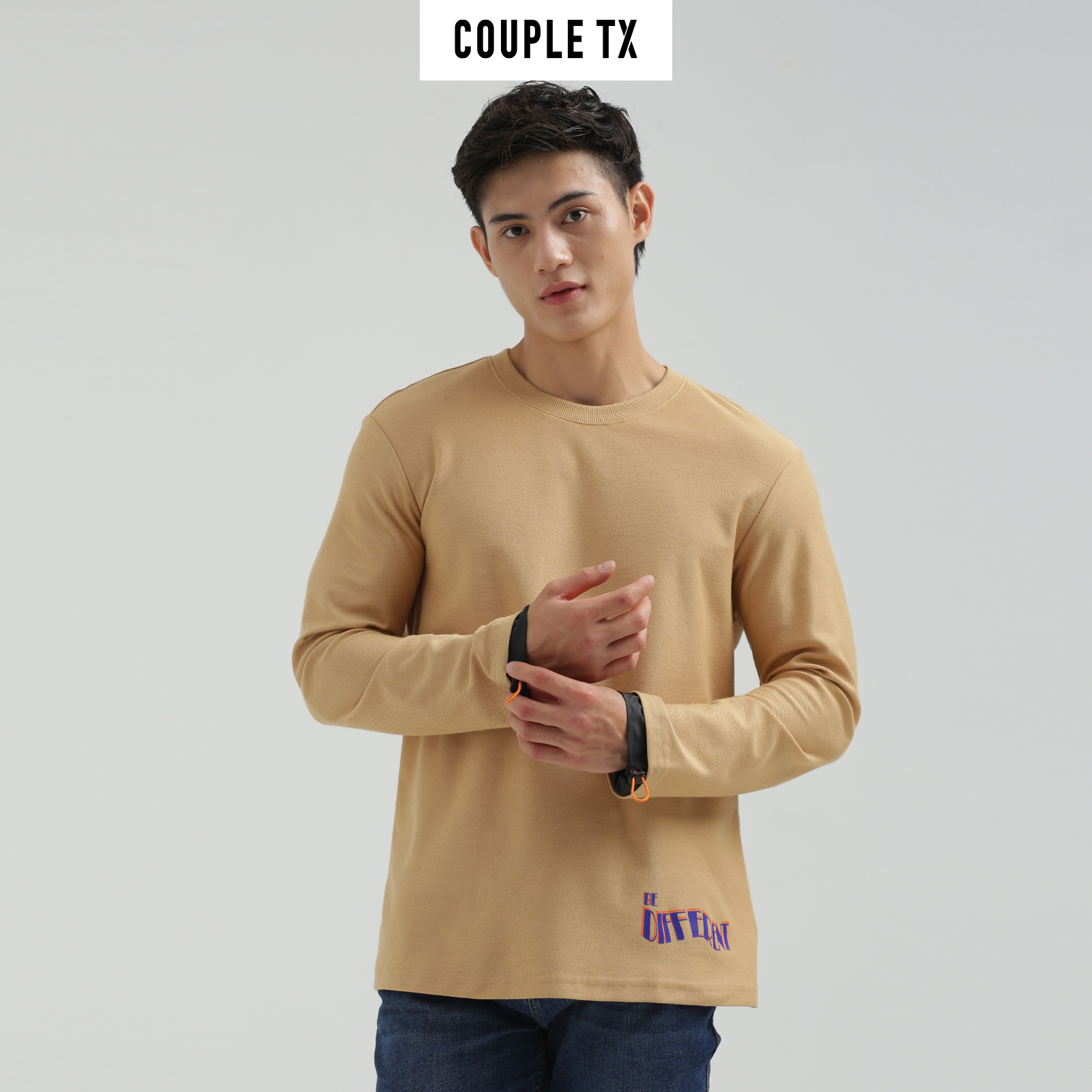 COUPLE TX - Áo Thun Nam Dài Tay Phối Dù Rút MTS 1204