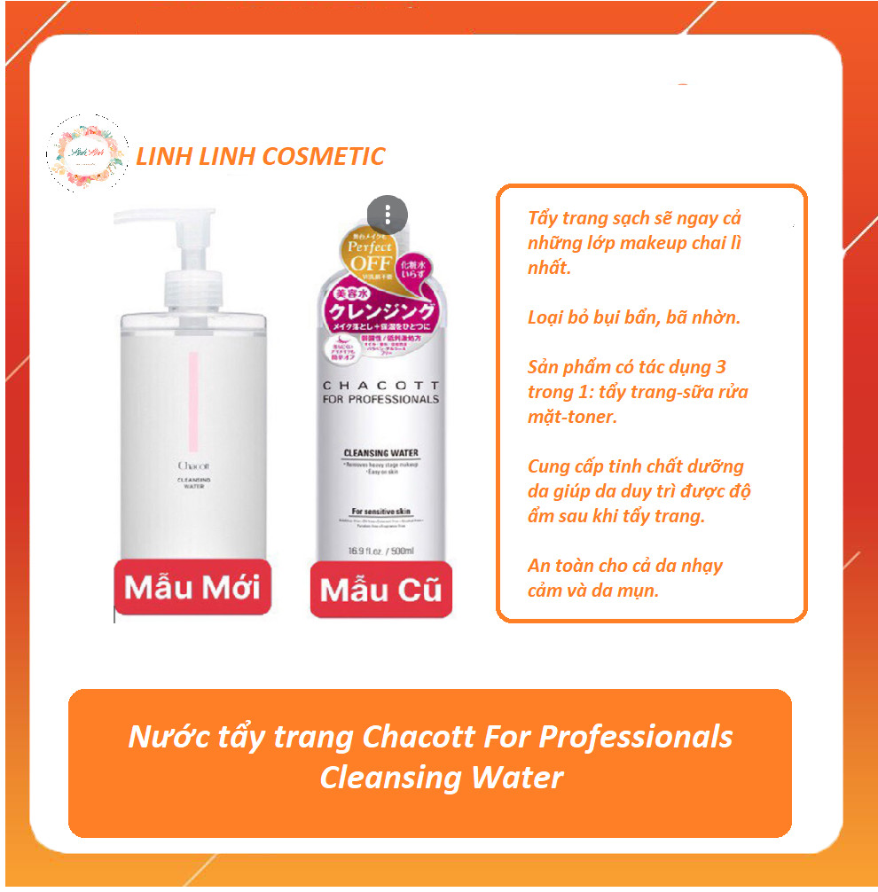 Nước Tẩy Trang Chacott (Tặng Kèm Lọ Chiết 100Ml Khi Mua Fullsize 500Ml) - Linh Linh Cosmetic