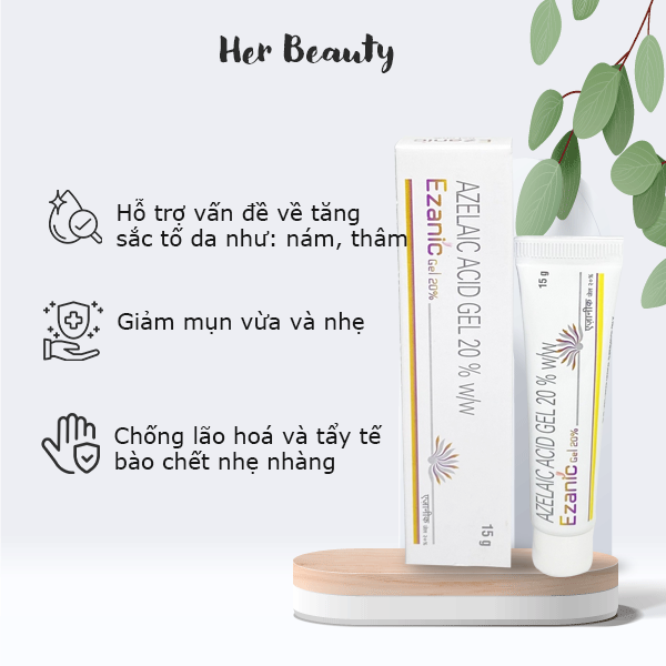 Ezanic gel 20% azelaic acid giảm thâm đỏ thâm đen sáng da kiểm soát mụn chín hãng