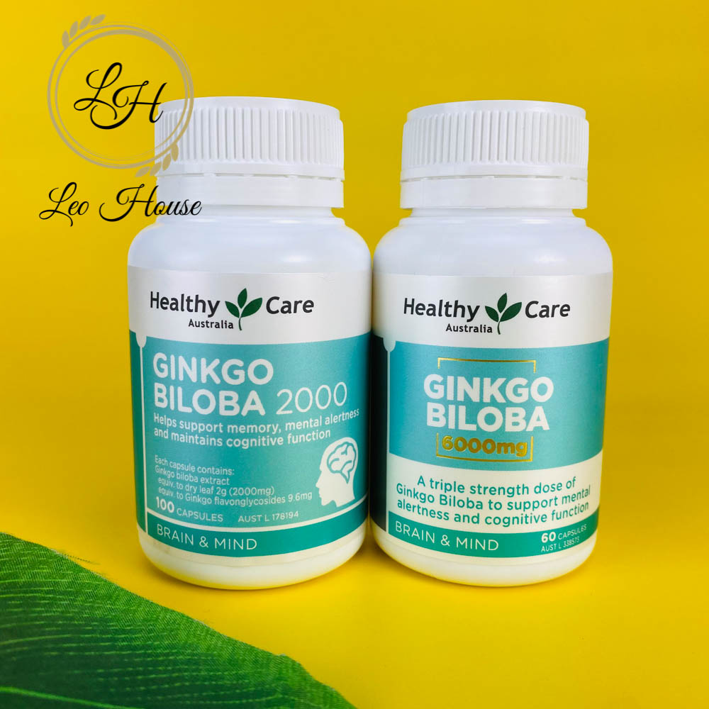 Viên Uống Bổ Não Healthy Care Ginkgo Biloba - Cải Thiện Trí Nhỡ Hỗ Trợ Giảm Đau Đầu Do Thiếu Máu Lên Não