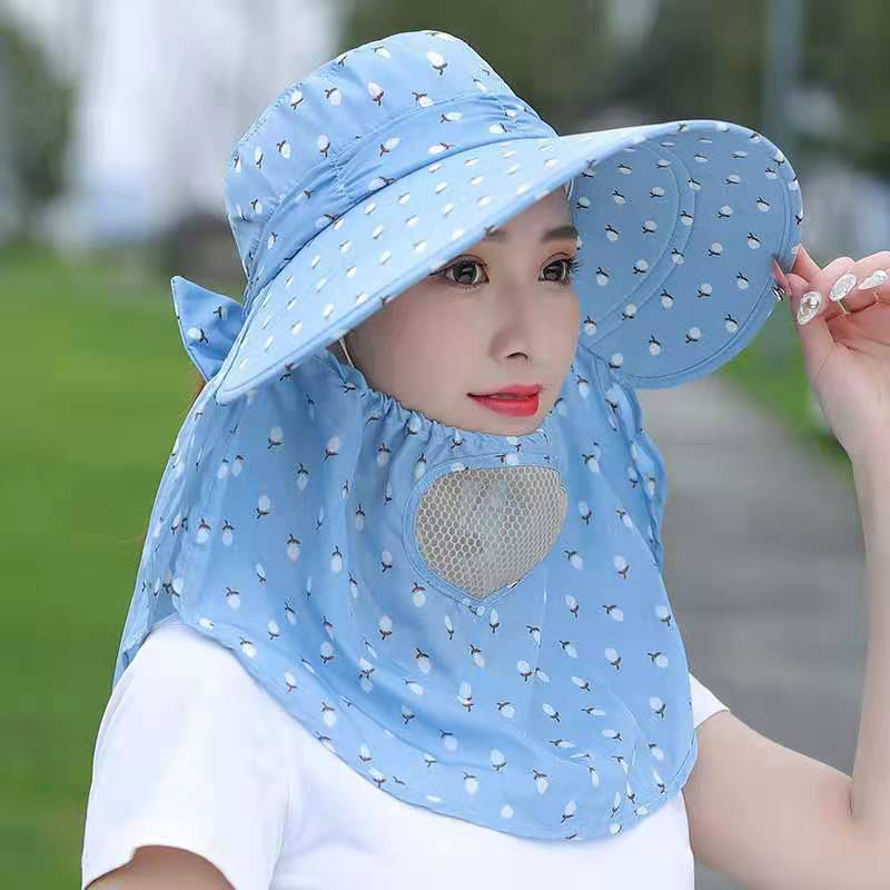 Nón Rộng Vành kèm Khẩu Trang Chống Nắng Che Kín mặt Che Cổ Chống Tia UV Cực Tốt