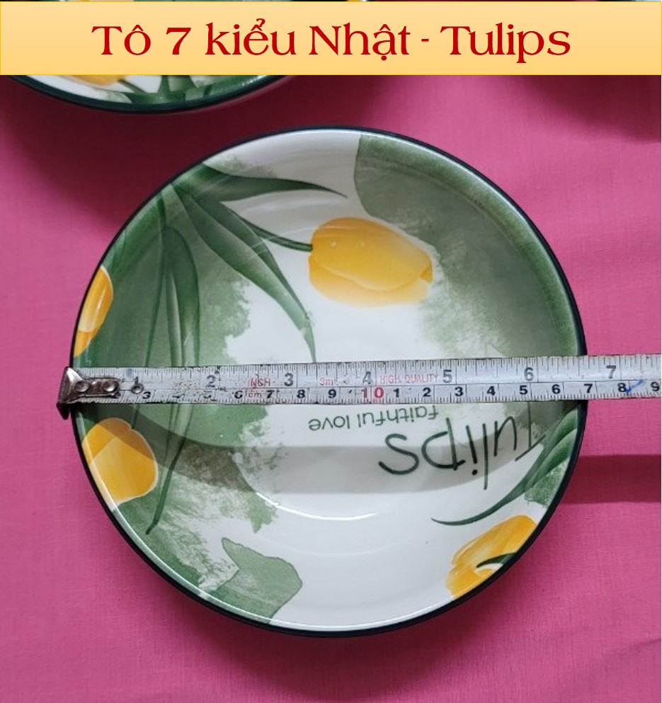 TÔ KIỂU NHẬT GỐM SỨ 4D HỌA TIẾT HOA TULIPS -  SIZE ( 5.5 7 8)