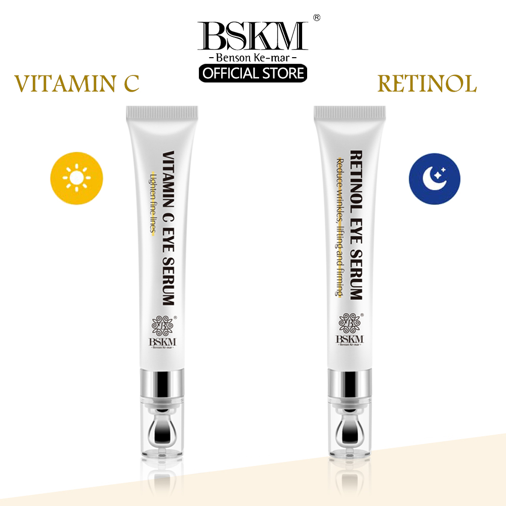 BSKM Kem Mắt Retinol + Kem Mắt Vitamin C 20G Với Đầu Mát Xa Làm Giảm Nếp Nhăn Và Làm Sáng Quầng Thâm Mắt Serum Chăm Sóc Da