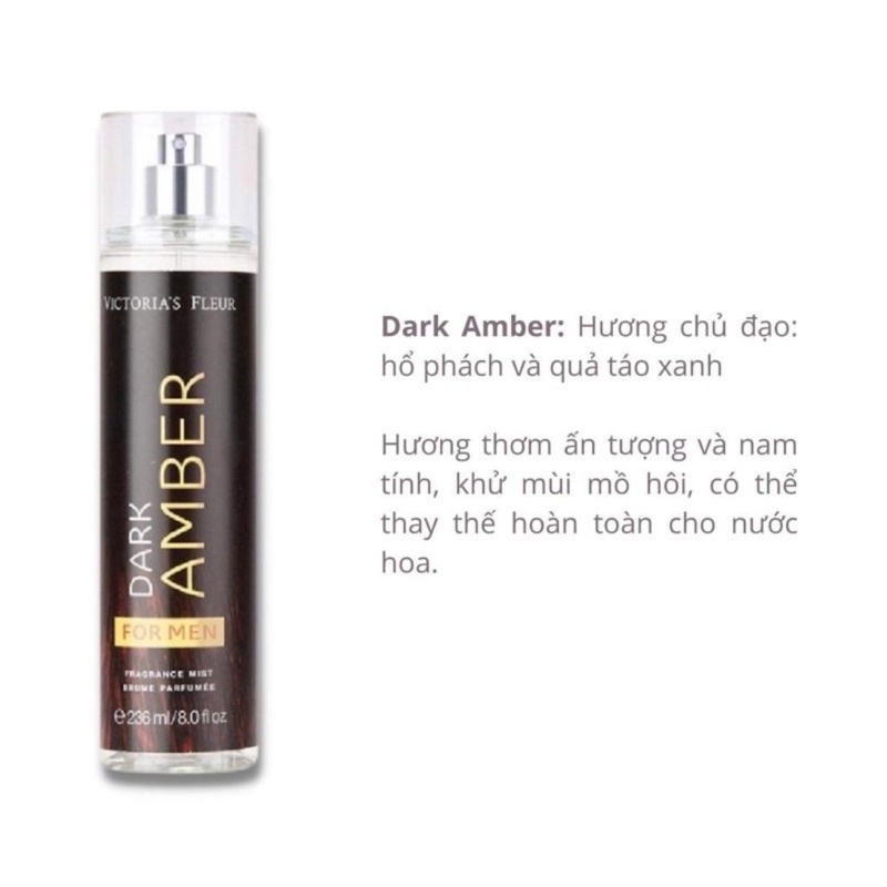 Xịt thơm Body mist mùi nam Victoria Fleur - 236ml