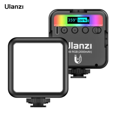 ulanzi VL49 RGB Pocket LED Video Light Photography Fill Light 2500K-9000K Dimmable CRI95 with Cold Shoe Mounts for Live Broadcast Interview Portraits Weddings Photography