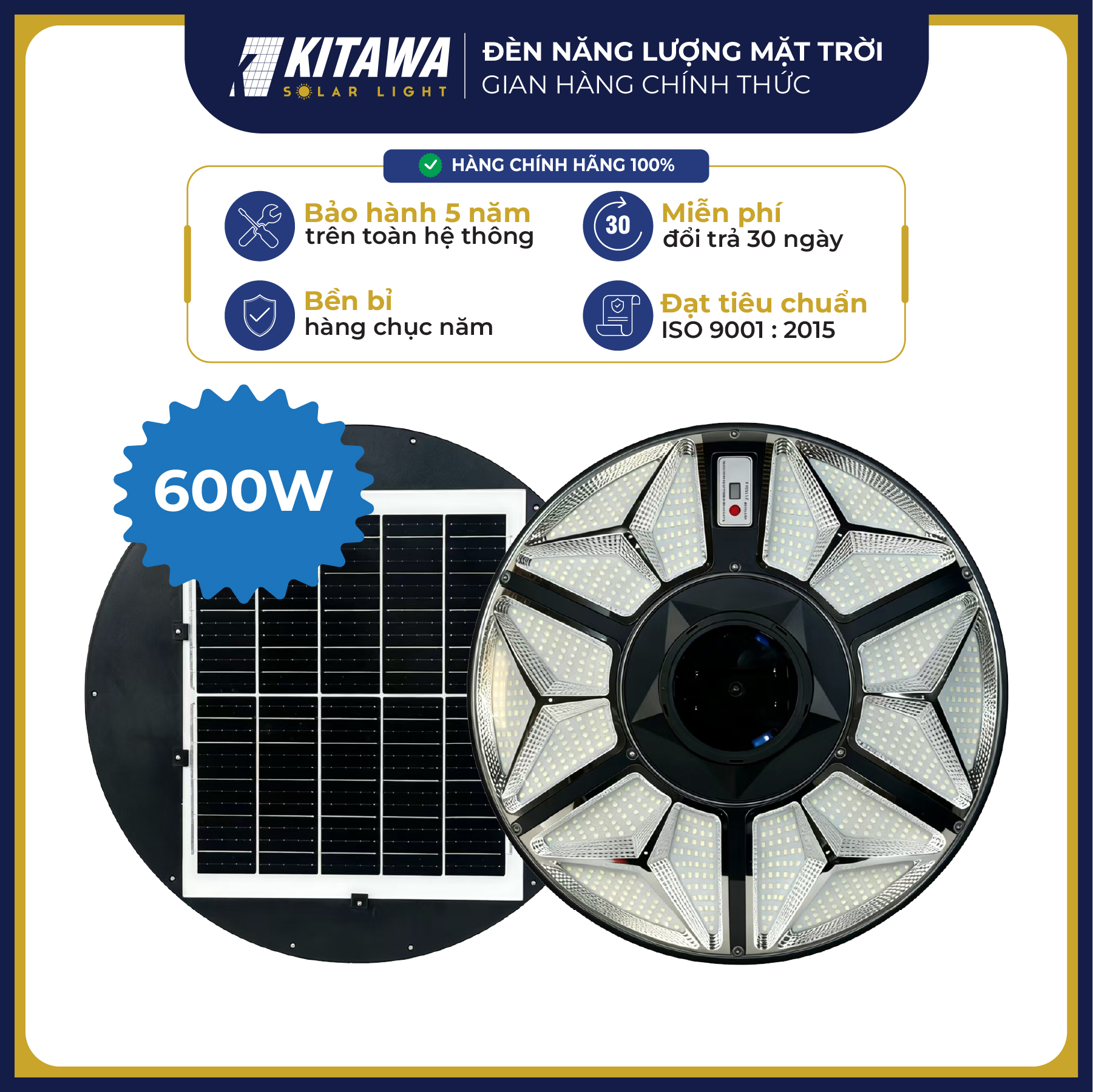 Đèn Năng Lượng Mặt Trời UFO 600W KITAWA UF4.600 Siêu Sáng