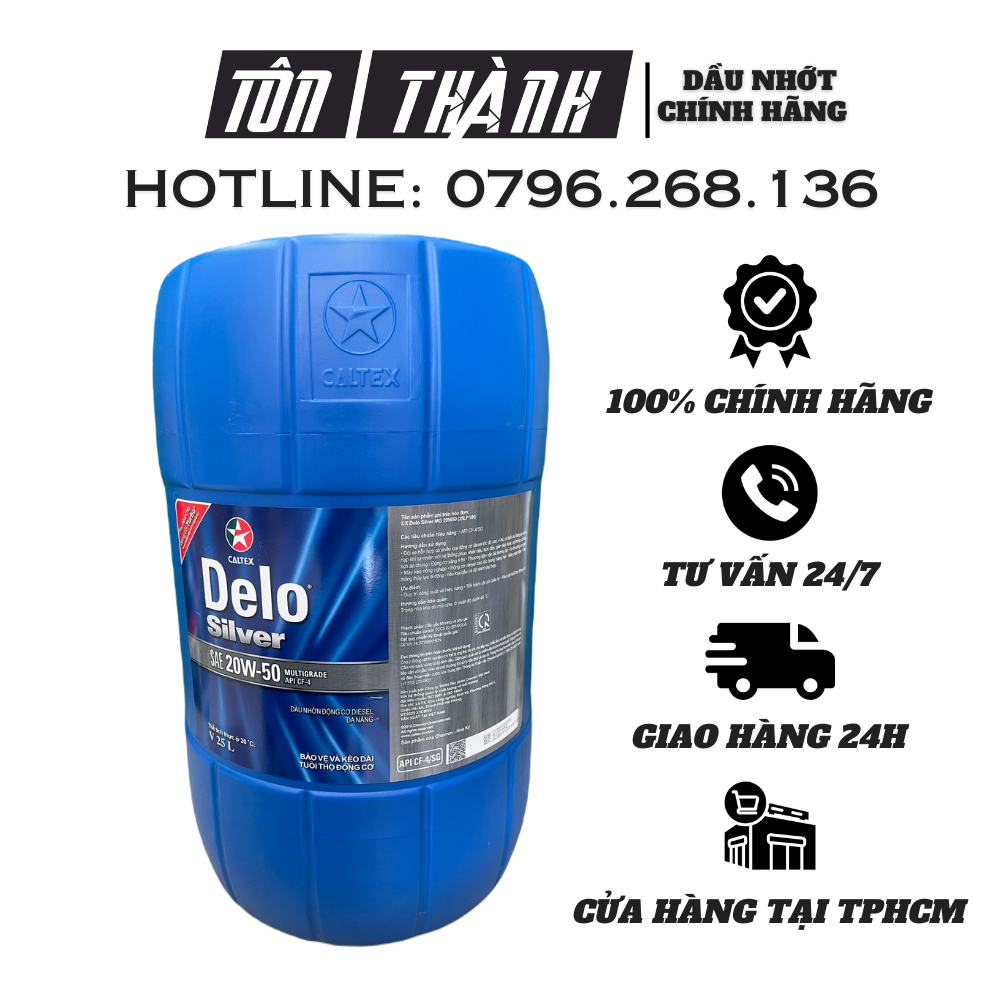 [ HÀNG CHÍNH HÃNG ] Nhớt Caltex Delo Silver Multigrade 20w50 API CF-4 xô 25L [ Delo 20W50 ]