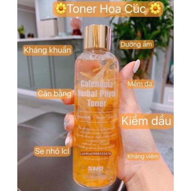 Nước Hoa Cúc Chứa Cánh Hoa Tươi SNO Calendula Herbal Phyto Toner