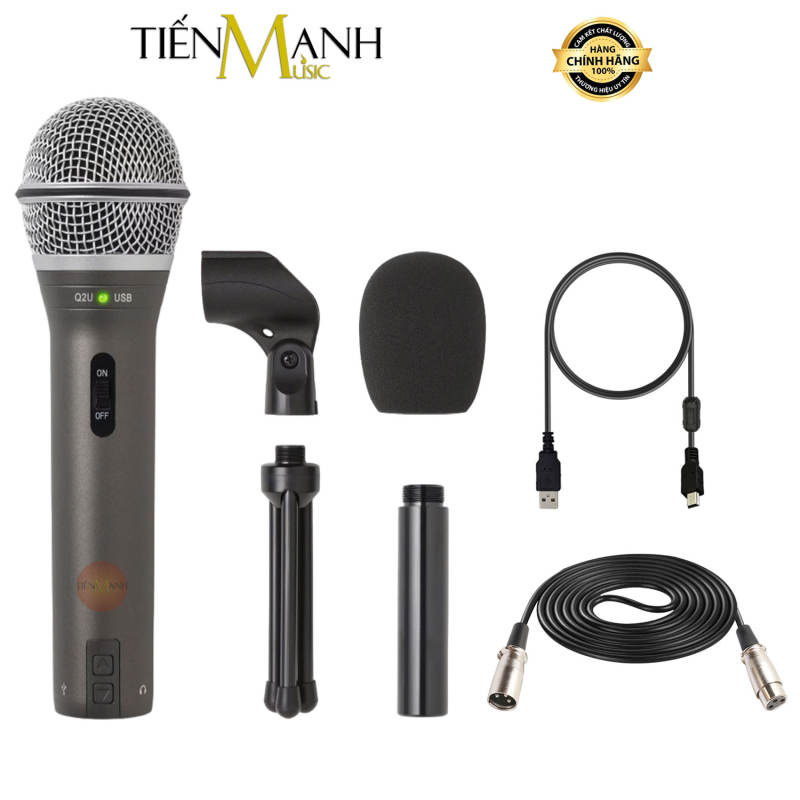 Micro Samson Q2U USB & XLR - Mic Thu âm Podcast Livestream Dynamic Microphone Phòng Thu Studio
