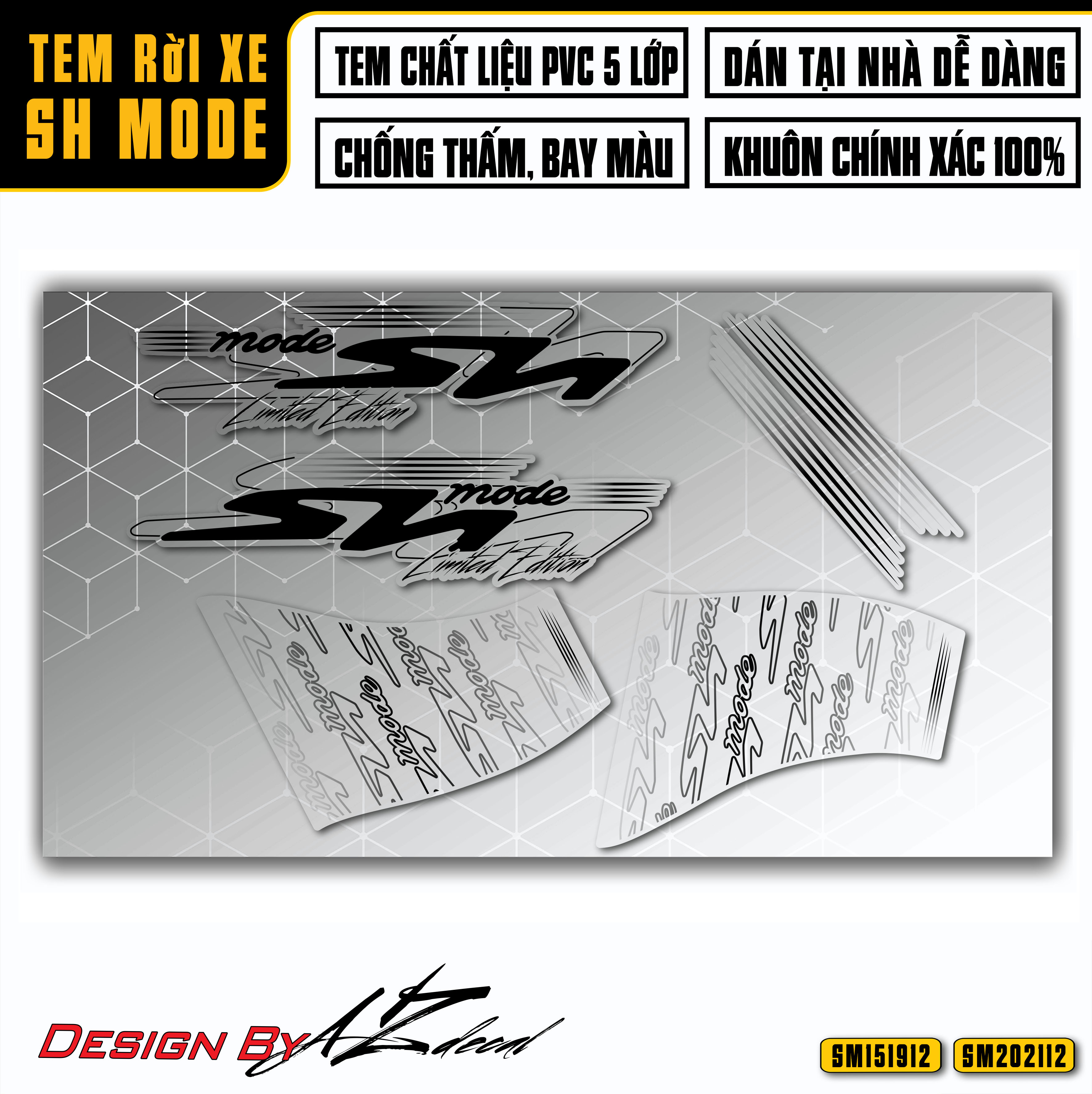 Tem Chế Xe SH Mode Đẹp Mẫu Chìm Nổi Limited Edition | SM12 | Decal Rời Dán SH Nữ Chống Nước Chống Ph