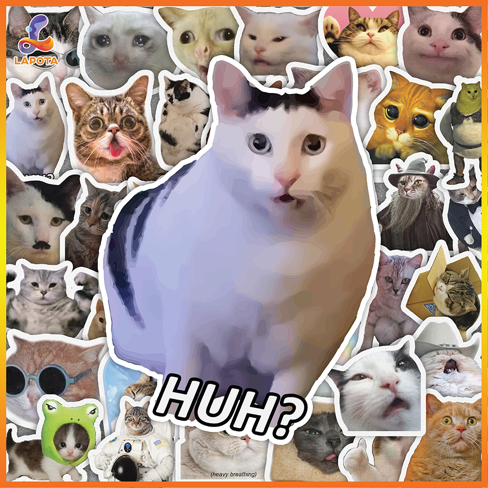 Set 50 cái Sticker Mèo Meme Sticker Meme Mèo Chống Nước Hình dán Chó Mèo dán mũ bảo hiểm dán laptop 